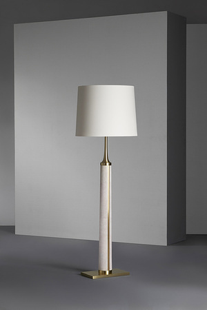 FG007050, Demi, Monde, Floor, Lamp, Natural, Speckle, Shagreen, Lacquered, Natural, Brass, Hair, Line,