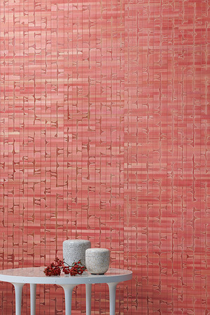 FG007391, Embers, ii, Coral, LeMur, 2024, wall, covering, straw, marquetry